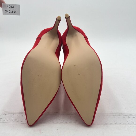 YDN Red Cute Ruffles Ankle Boots Stiletto Heels Pointed Toe Back Zipper Booties - Picture 7 of 8